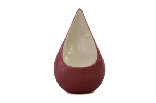 Handmade mini tear urn burgundy soft white