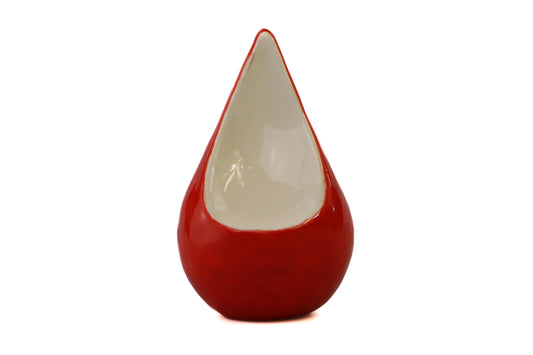 Handmade mini tear urn red and soft white