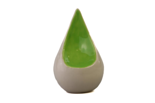 Handmade mini tear urn cream and soft green