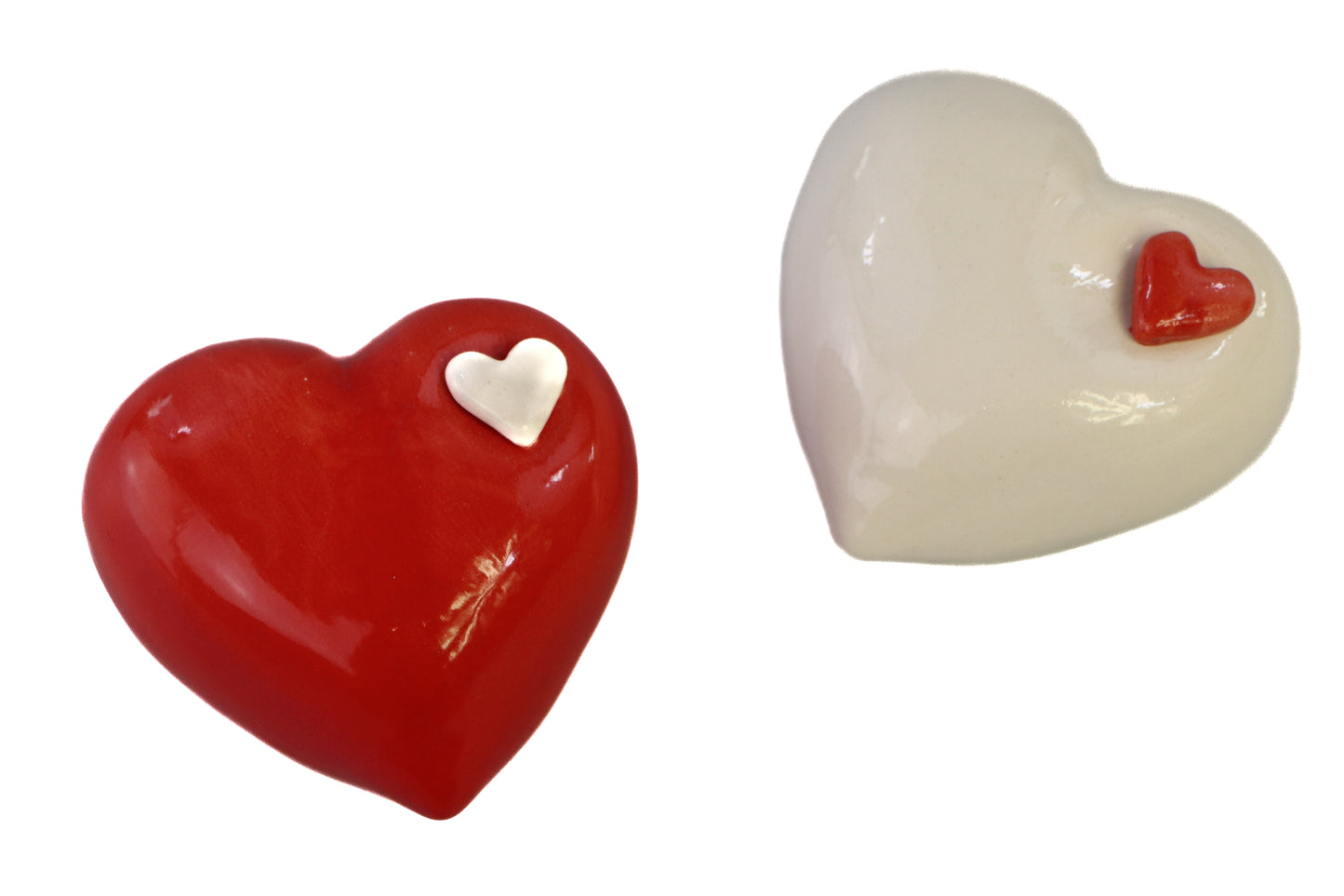 Red mini heart urn with white heart