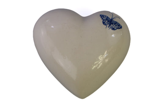 Mini urn white cream with delft blue butterfly