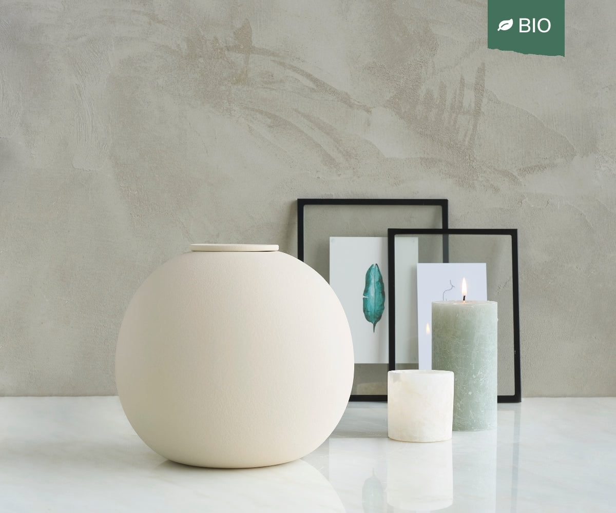 DIONA - handmade eco urn in soft beige engobe