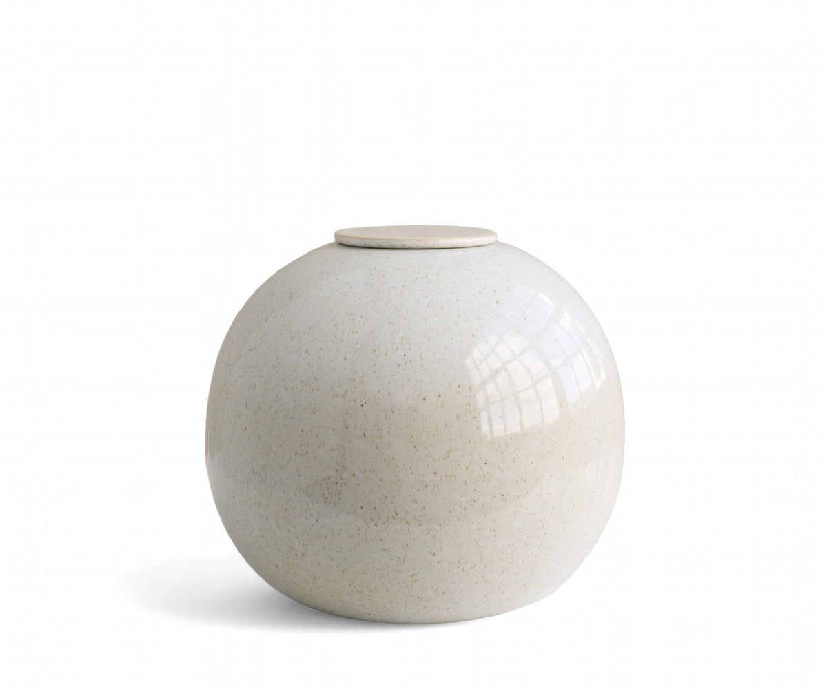 DIONA - handmade urn in white speckled ceramic