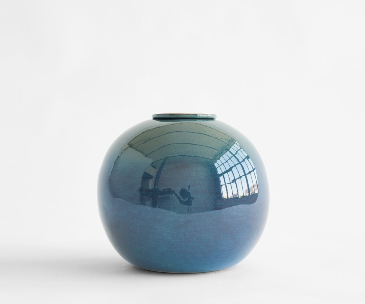 DIONA - handmade urn in green and blue ceramic