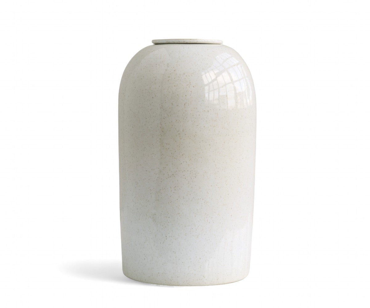 PELION - handmade urn in white speckled ceramic