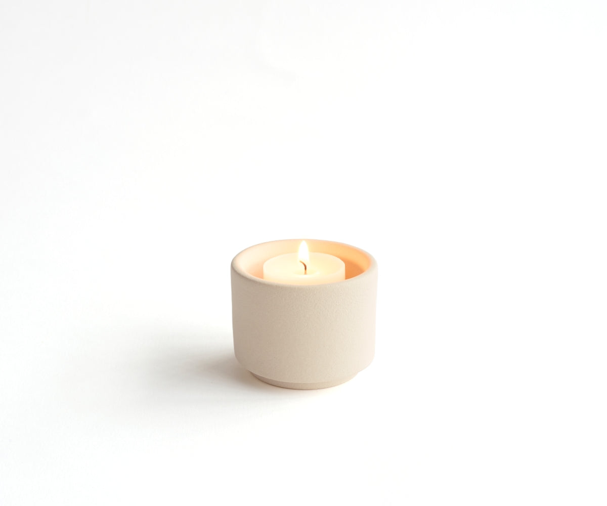 HELIOS - handmade mini urn with tea light holder in beige engobe