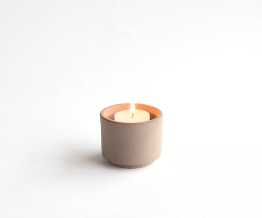 HELIOS - handmade mini urn with tea light holder in sand engobe