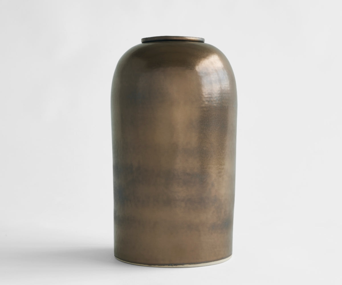 PELION - handmade urn in copper-colored metallic ceramic