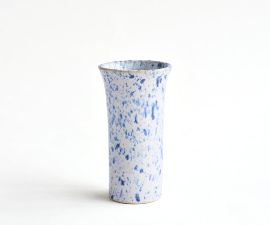 TULIPA - handmade vase in white and blue speckled ceramic